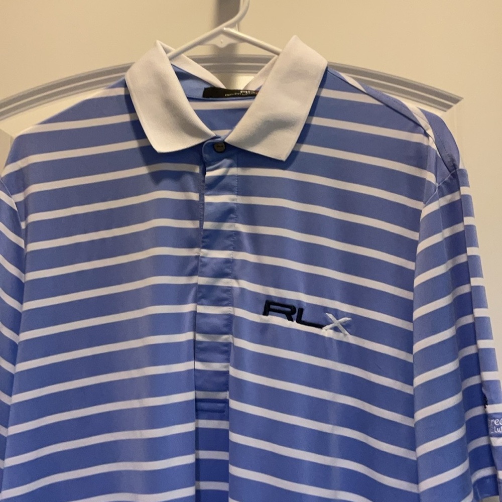 Men's RLX Blue Striped Polo Shirt